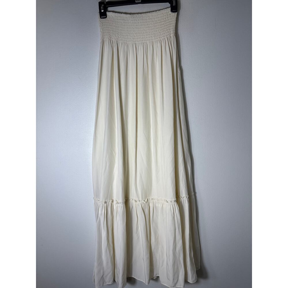 WEWOREWHAT Off White Smocked Waist Maxi Skirt Sz S